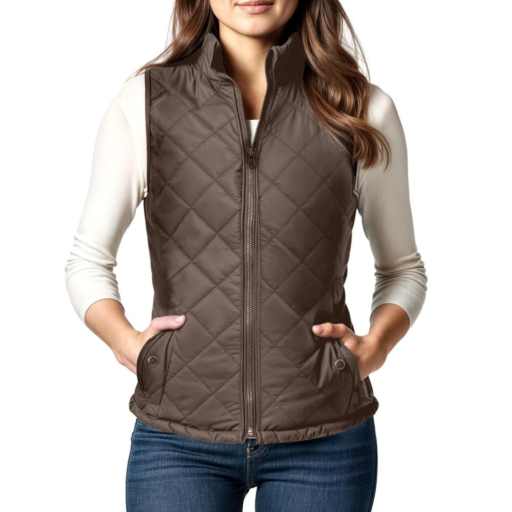 NY Threads Women’s Quilted Puffer Vest Brown Medium NWT Full Zip Lightweight
